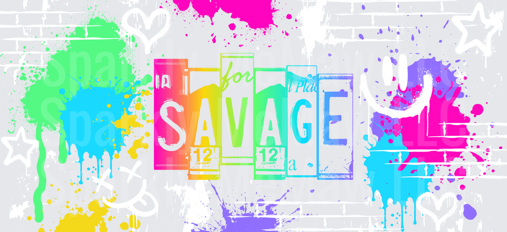 Savage Neon Paint Splatter This is a UV DTF 16 OZ Wrap