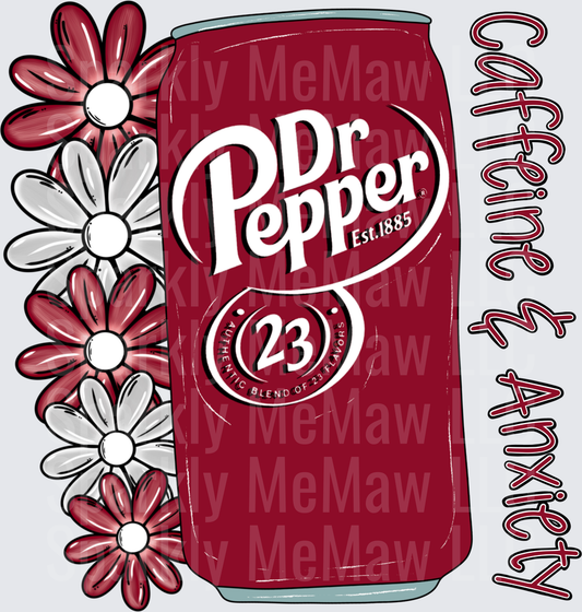 Dr Pepper Can with Pink and White Daisies DTF Transfer for Fabric