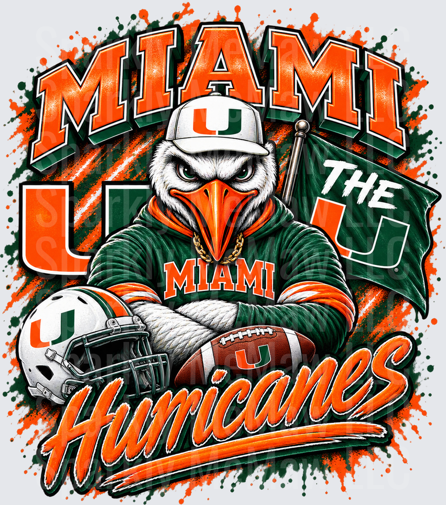Miami Hurricanes Mascot Football UV DTF Decal