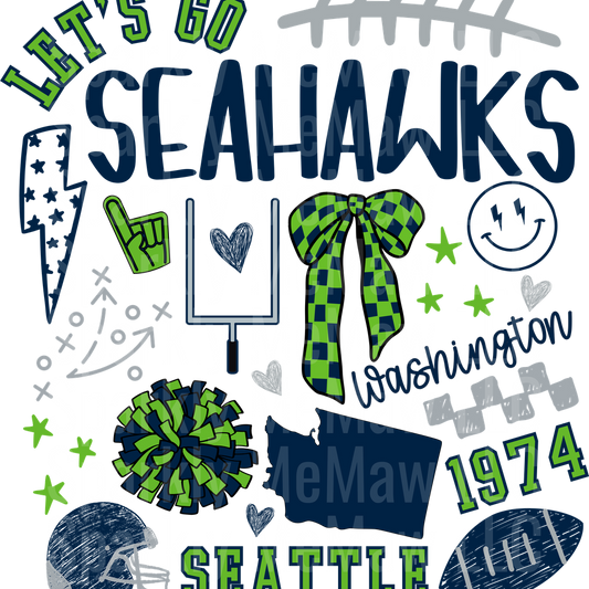 SEAHAWKS COLLAGE UV DTF Decal