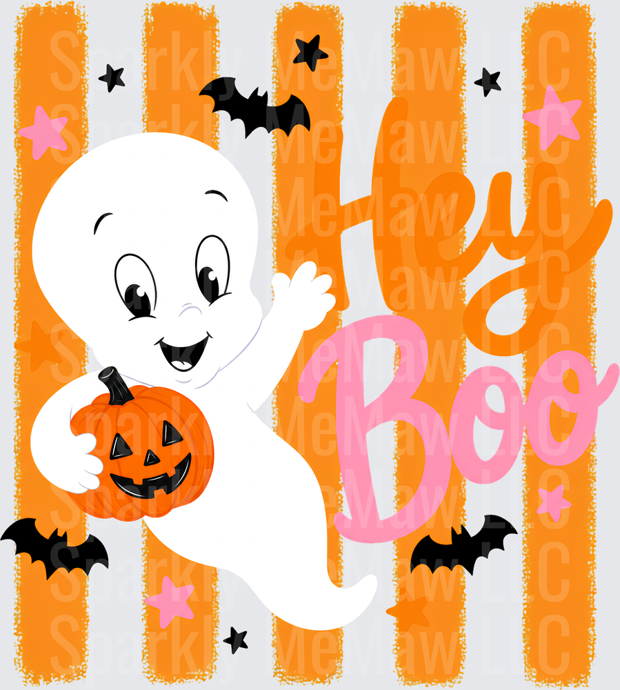 Cute Ghost Hey Boo Halloween UV DTF Decal