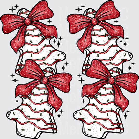UV DTF Decal Glitter Red Bow Christmas Bells Sparkle Holiday Bell Pairs with Green Sprinkles Repeating Pattern