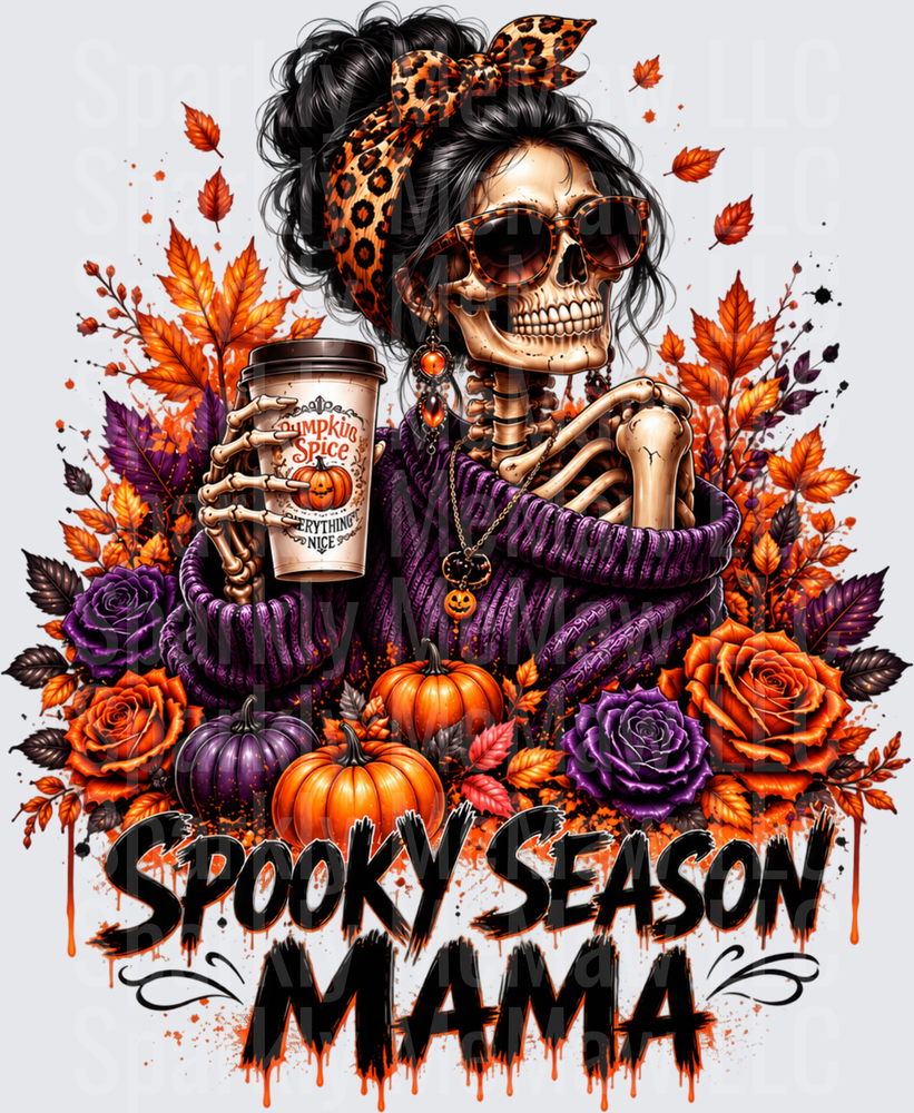 Spooky Season Mama Skeleton UV DTF Decal