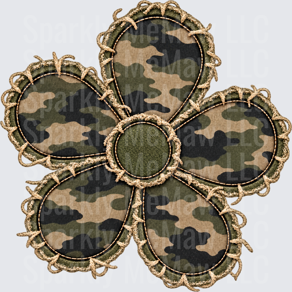 Camo Flower Patch is a DTF Transfer for Fabrics