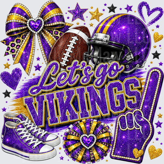 Let's Go Vikings Glitter Spirit UV DTF Decal