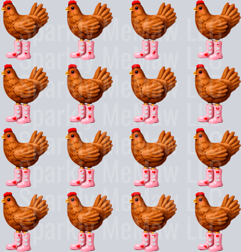 Valentine Hen 10x10 UV DTF Element Sheet