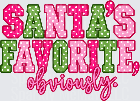 Santa's Favorite Obviously UV DTF Decal