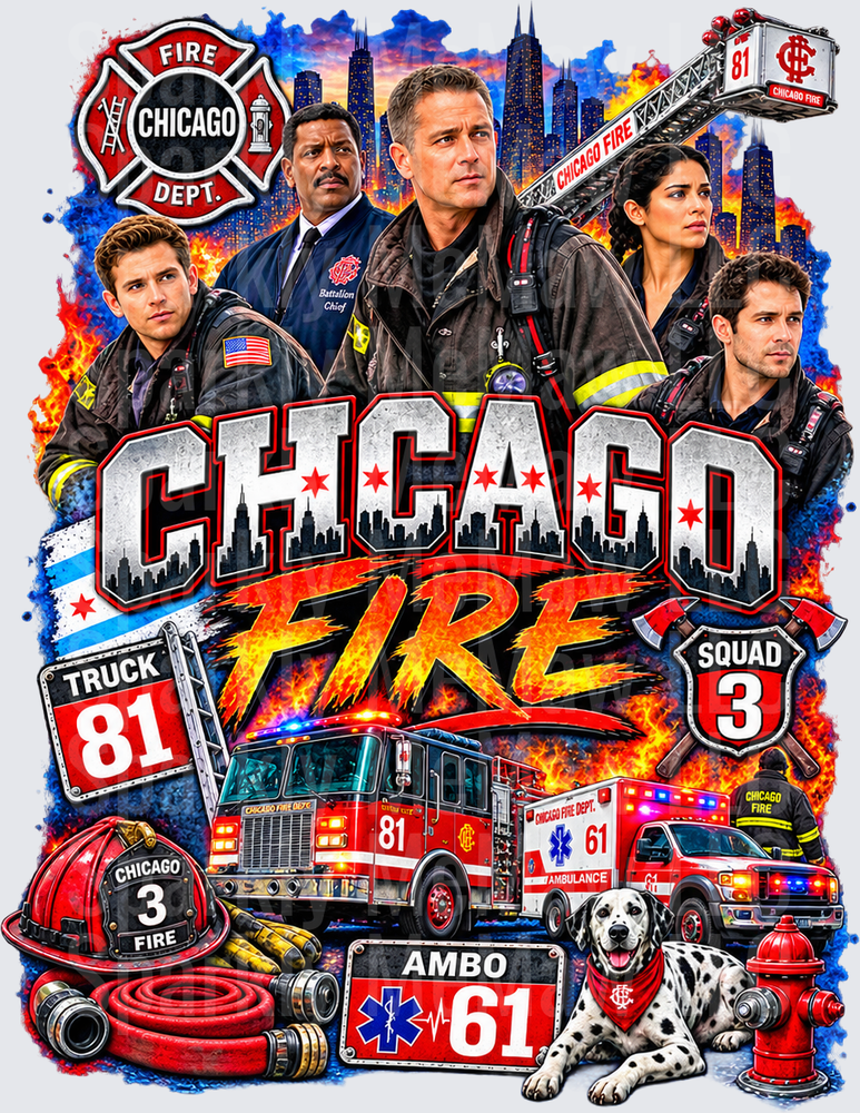 Chicago Fire TV Show Cast Collage is a UV DTF Decal