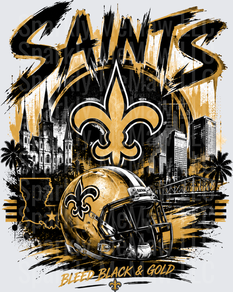 New Orleans Saints Bleed Black Gold UV DTF Decal