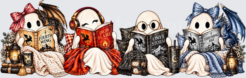 Cozy Ghost BookClub Dragons This is a UV DTF Decal