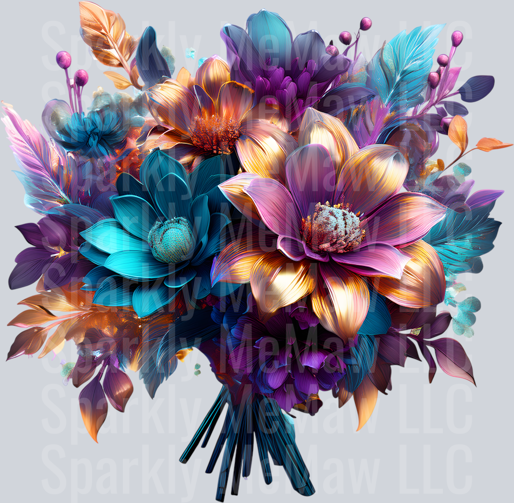 jewel tone floral clipart (156) UV DTF Decal