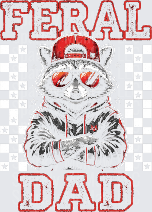 Feral Dad Cool Raccoon in Red Cap and Hoodie with Sunglasses UV DTF Decal