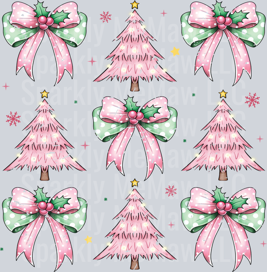 Retro Christmas Bow Set UV DTF Decal Sheet 10x10 inches