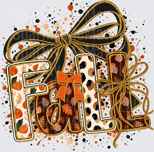 Fall Glitter Bow Leopard UV DTF Decal
