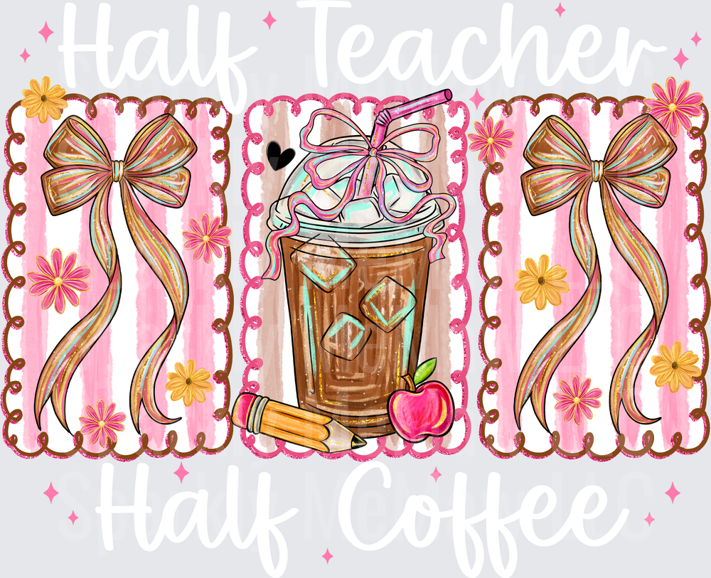 Cute Coquette Bow Collection with Iced Coffee and Apple DTF Transfer for Fabric