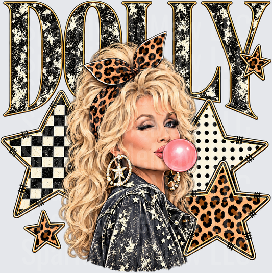 Dolly Parton Bubblegum Stars UV DTF Decal