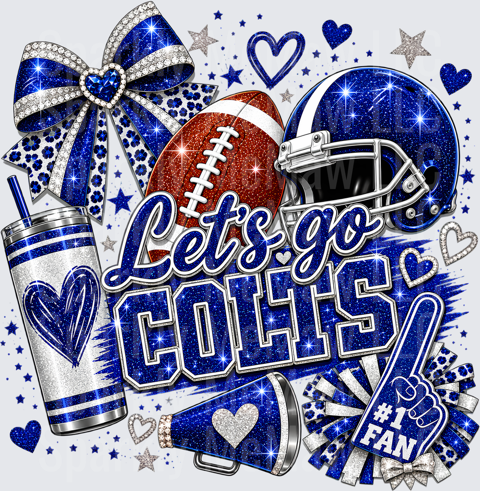 Let's Go Colts Glitter Fan this is a UV DTF Decal