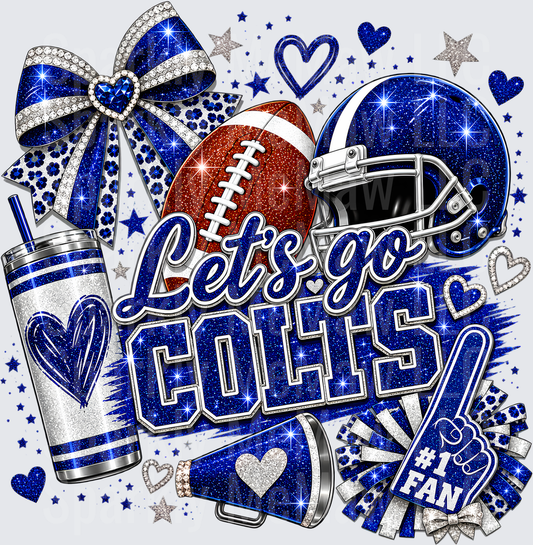 Let's Go Colts Glitter Fan this is a UV DTF Decal