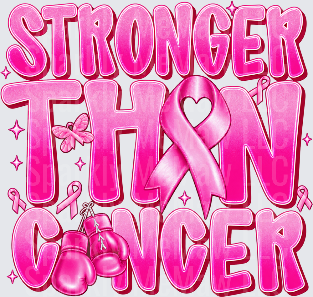 Stronger Than Cancer Pink Ribbon UV DTF Decal