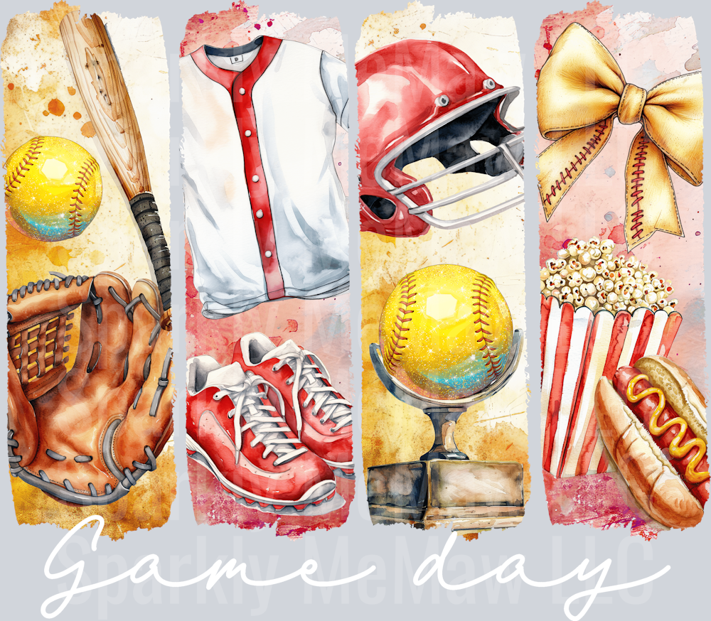 Softball Game Day Brushstrokes White  UV DTF Decal