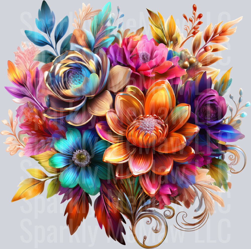 jewel tone floral clipart (52) UV DTF Decal