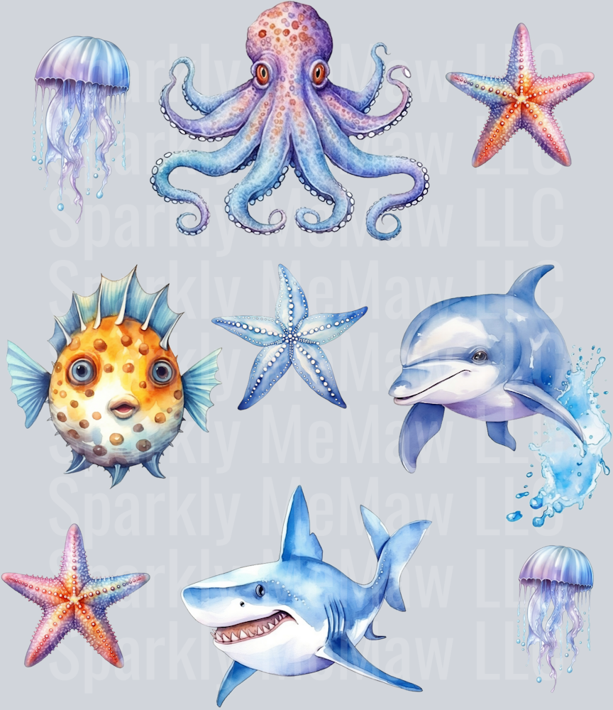 OceanAnimals.UV DTF Element Sheet