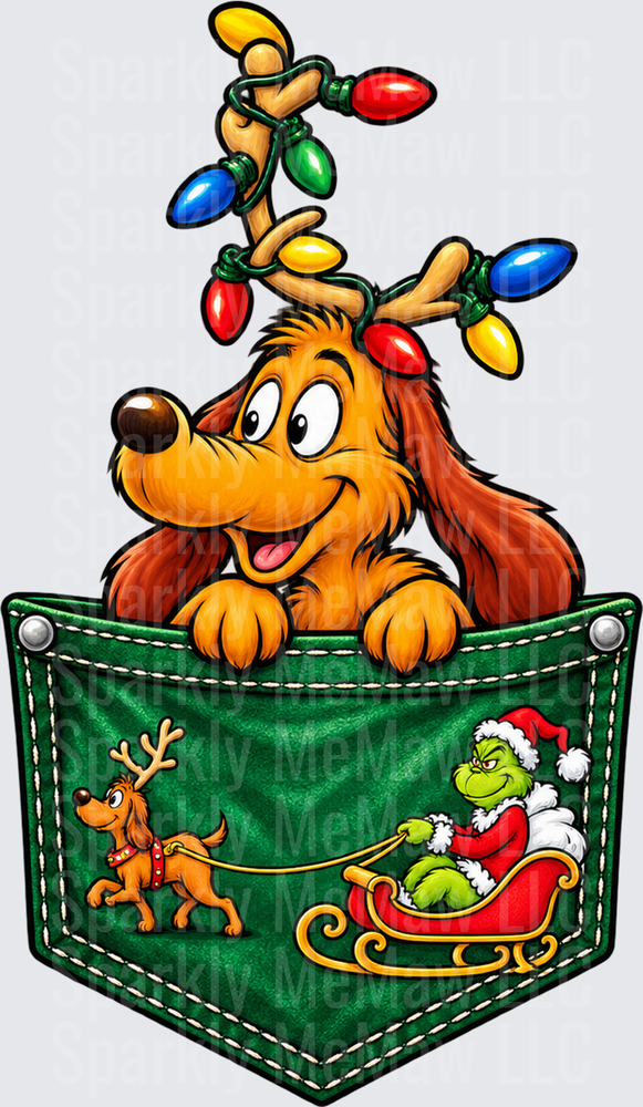 Max the Dog Grinch Pocket DTF Transfer for Fabrics