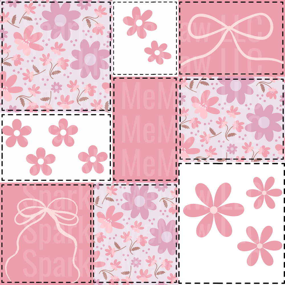 Flowers and Bows 10x10 Cut and Stick Patchwork UV DTF Set