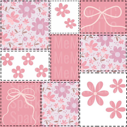 Flowers and Bows 10x10 Cut and Stick Patchwork UV DTF Set