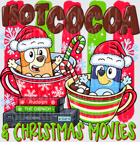 Bluey Christmas Hot Cocoa Movies UV DTF Decal