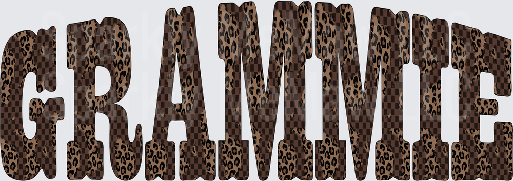 Leopard Print GRAMMIE Text UV DTF Decal