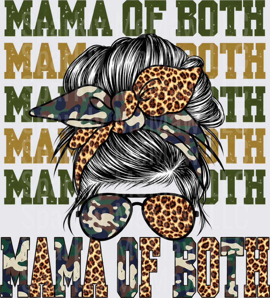 Mama Of Both Messy Bun UV DTF Decal