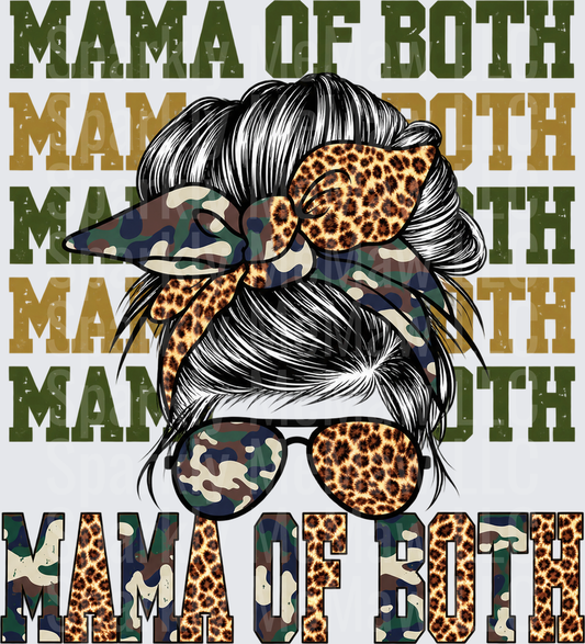 Mama Of Both Messy Bun UV DTF Decal