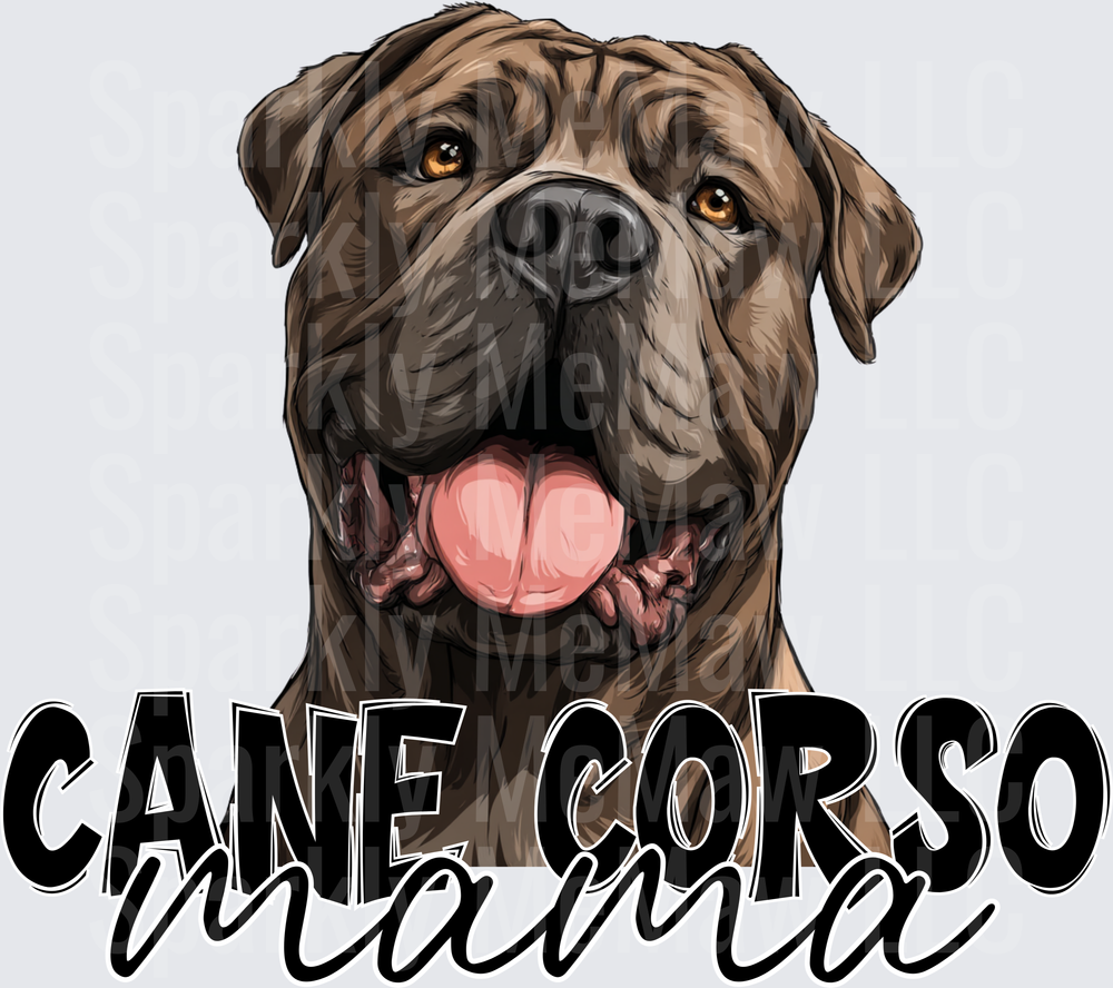 Cane Corso Mama Dog Portrait with Typography UV DTF Decal