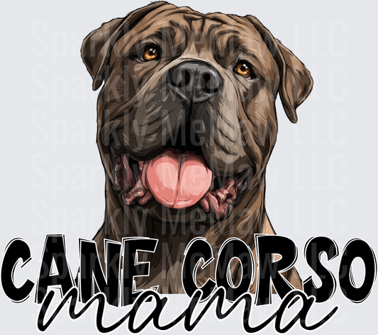 Cane Corso Mama Dog Portrait with Typography UV DTF Decal