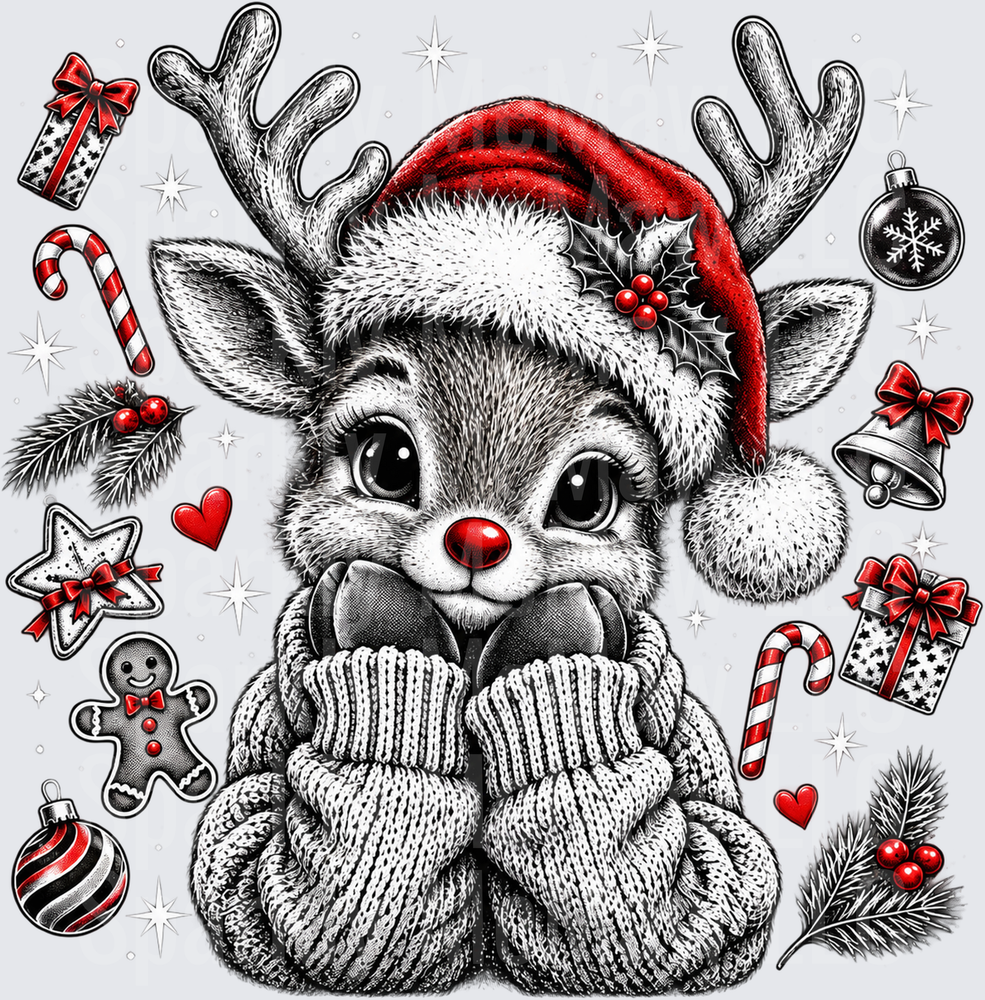 Cute Rudolph Christmas Reindeer UV DTF Decal