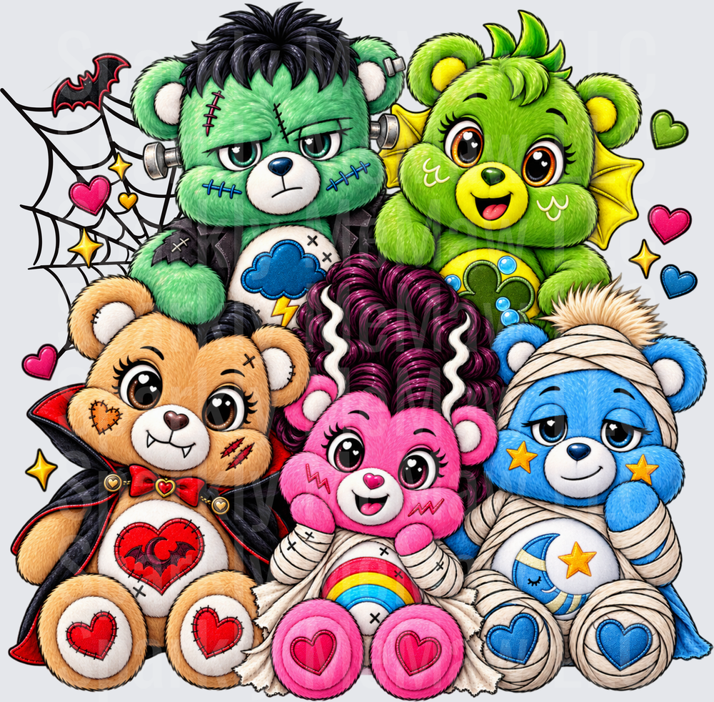Care Bears Halloween Monsters UV DTF Decal