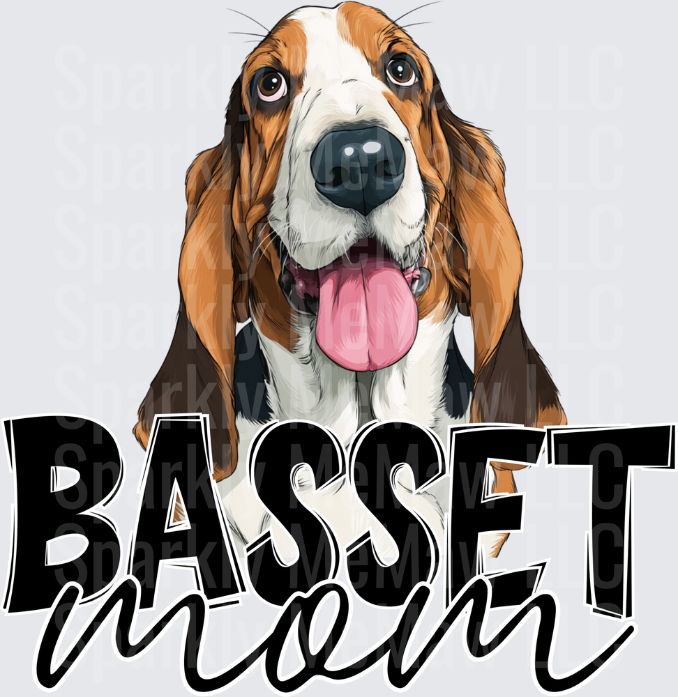 Basset Hound Mom with Happy Panting Dog Face UV DTF Decal
