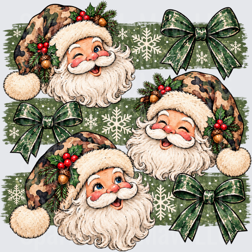 Camo Santa Claus Christmas UV DTF Decal