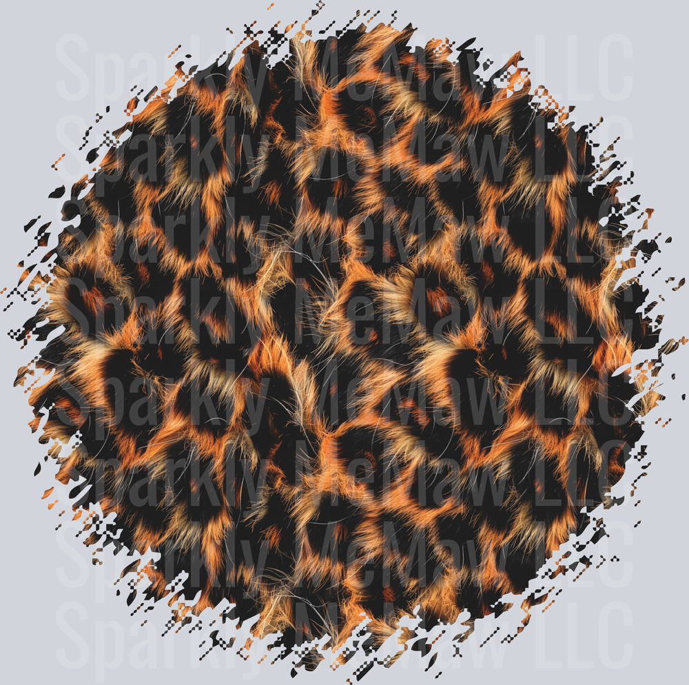 Leopard Print Fur Texture with Distressed Grunge Border UV DTF Decal