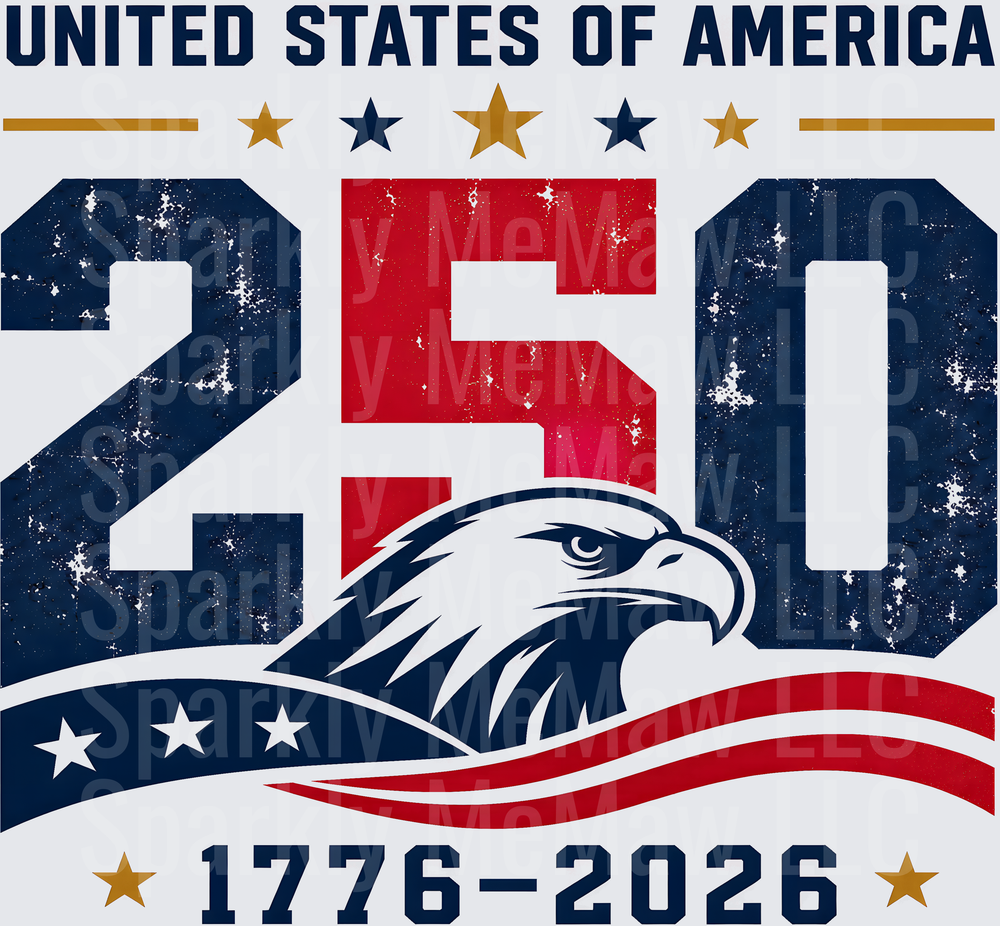 United States of America 250th Anniversary 1776-2026 Patriotic Eagle Design UV DTF Decal