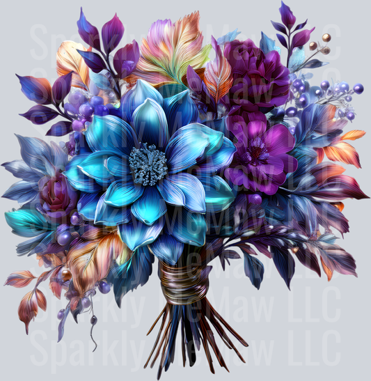 jewel tone floral clipart (154) UV DTF Decal