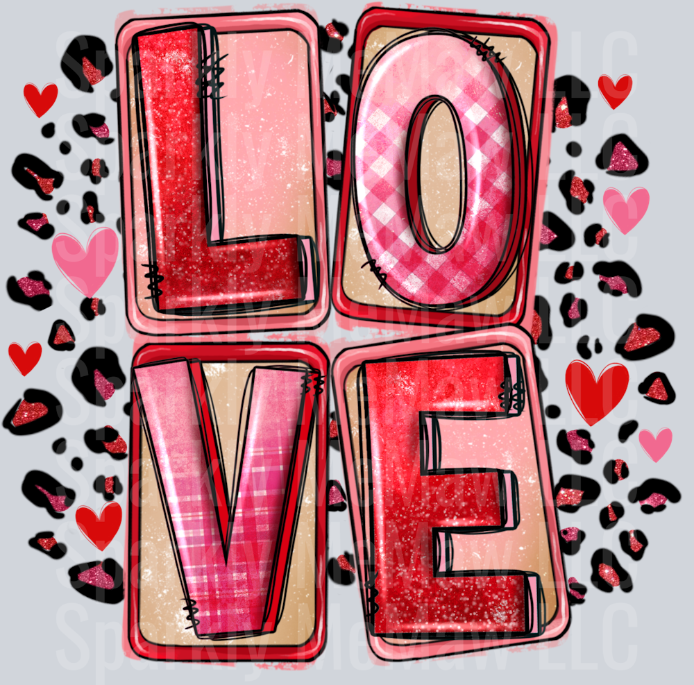 Valentines Day Love Leopard UV DTF Decal