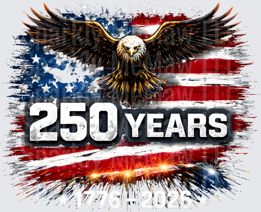 America 250 Years Anniversary Eagle with Distressed Flag Background