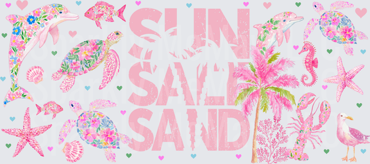 Sun Salt Sand Tropical Beach Floral Sea Life UV DTF Decal