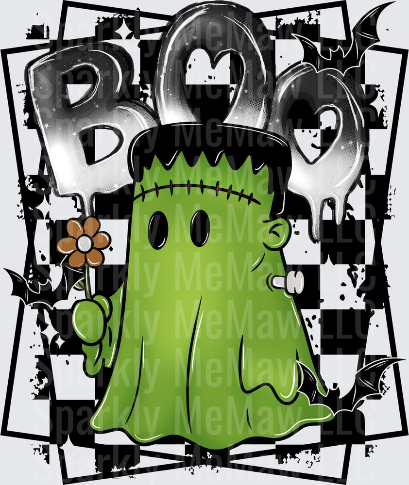 Frankenstein Ghost Boo Halloween UV DTF Decal