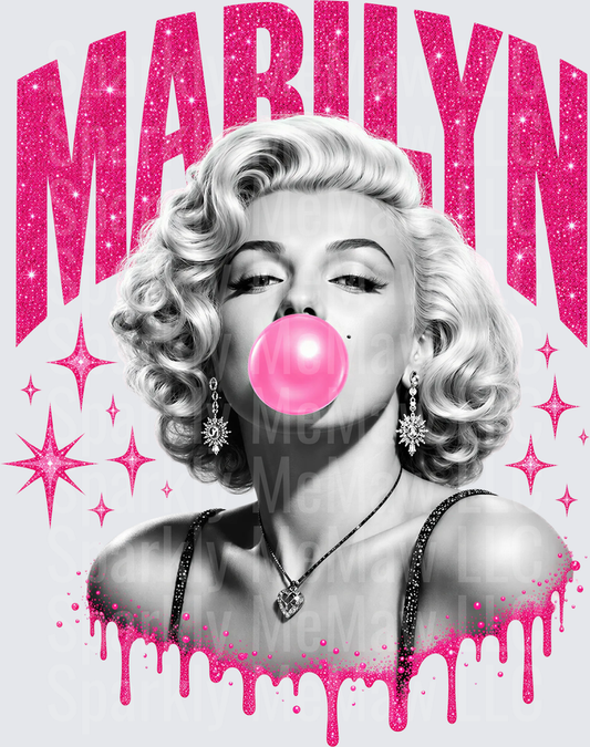 Marilyn Blowing Pink Bubblegum is a UV DTF Decal