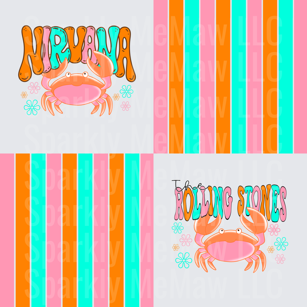 Pink Crab Design 10x10 UV DTF Sheet