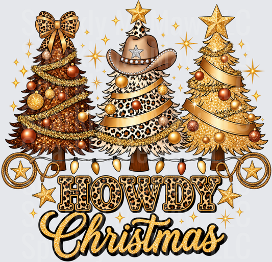 Howdy Christmas Western Trees UV DTF Decal
