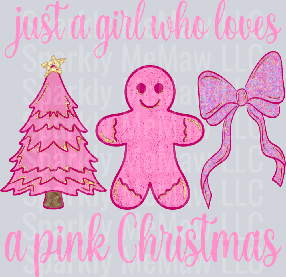 Pink Christmas 2 Ready to Press DTF Transfer (Fabrics only)